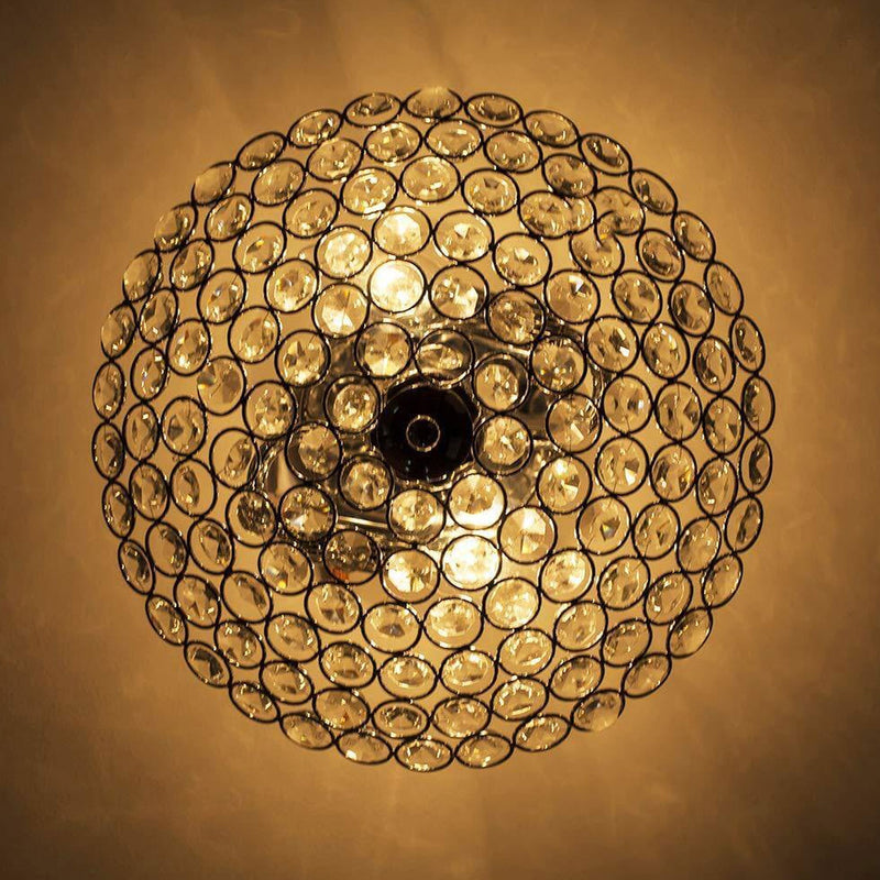 Modern Minimalist Half Circle Crystal 2-Light Chandelier Flush Mount Ceiling Light