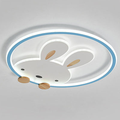 Childlike Modern Simple Cartoon Rabbit Design LED Flush Mount Light