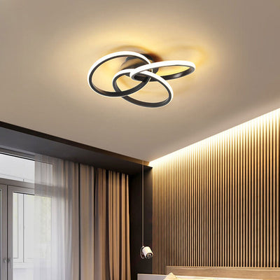 Nordic Light Luxury Ring Staggered Overlap Design LED Flush Mount Light