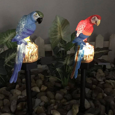 Solar Parrot Resin Outdoor Garden LED Decorative Ground Plug Path Light