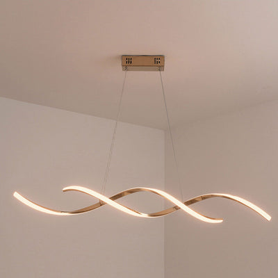 Moderner, minimalistischer Strip Curve Island Light LED-Kronleuchter 