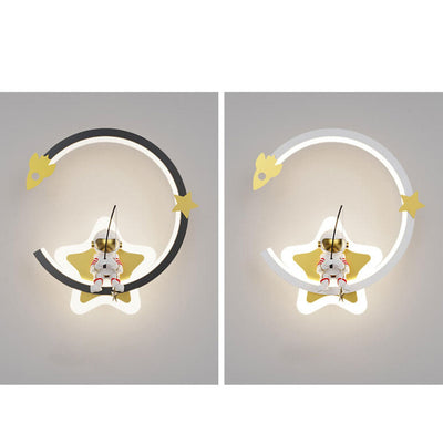 Modern Creative Astronaut Pentagram Kids LED Wall Sconce Lamp