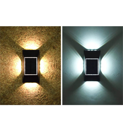 Solar LED All Around Lighting Garden Outdoor Light Wall Sconce Lamp