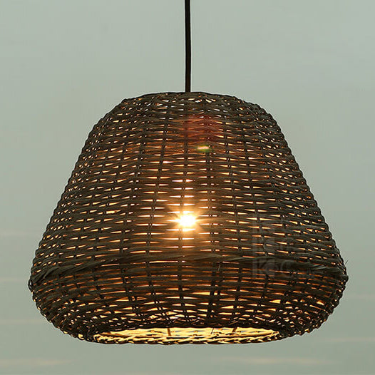 Modern Rattan Vintage Southeast Asian Style 1-Light Pendant Light