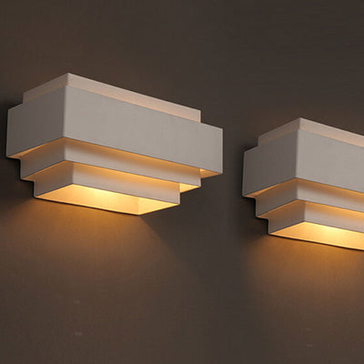 Modern Square Geometric Cascade Iron 1-Light Wall Sconce Lamp