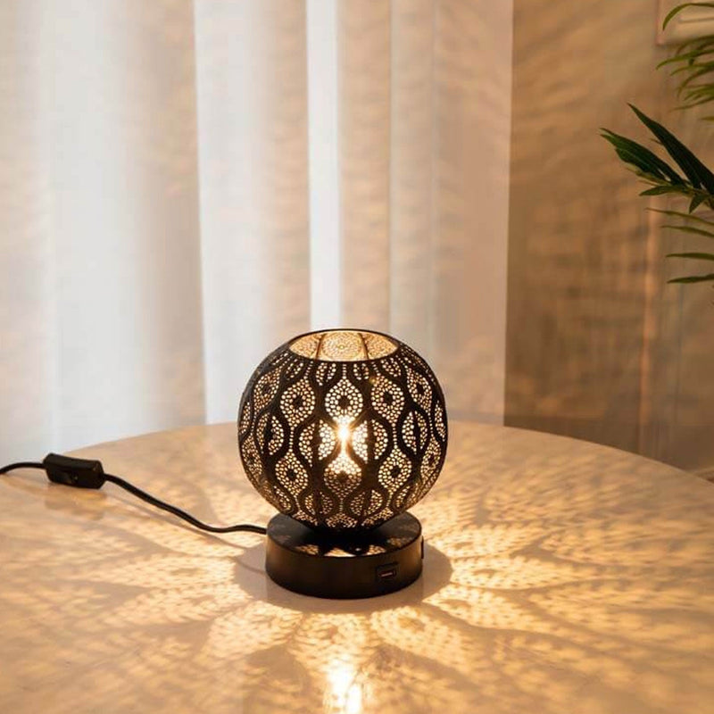 Lampe de table décorative à projection métallique sphérique créative 1 lumière 