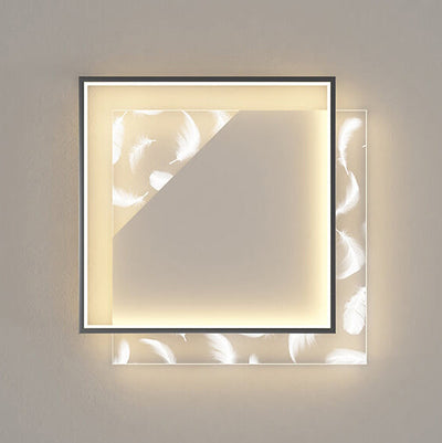 Modern Acrylic Light Luxury Square Feather Design LED Flush Mount Light