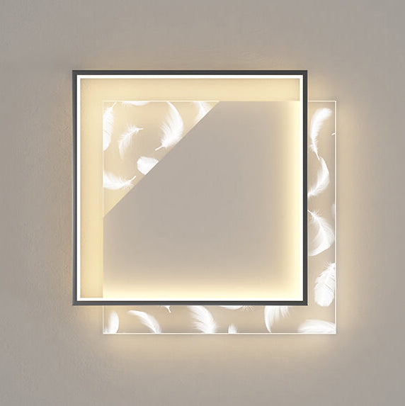 Modern Acrylic Light Luxury Square Feather Design LED Flush Mount Light