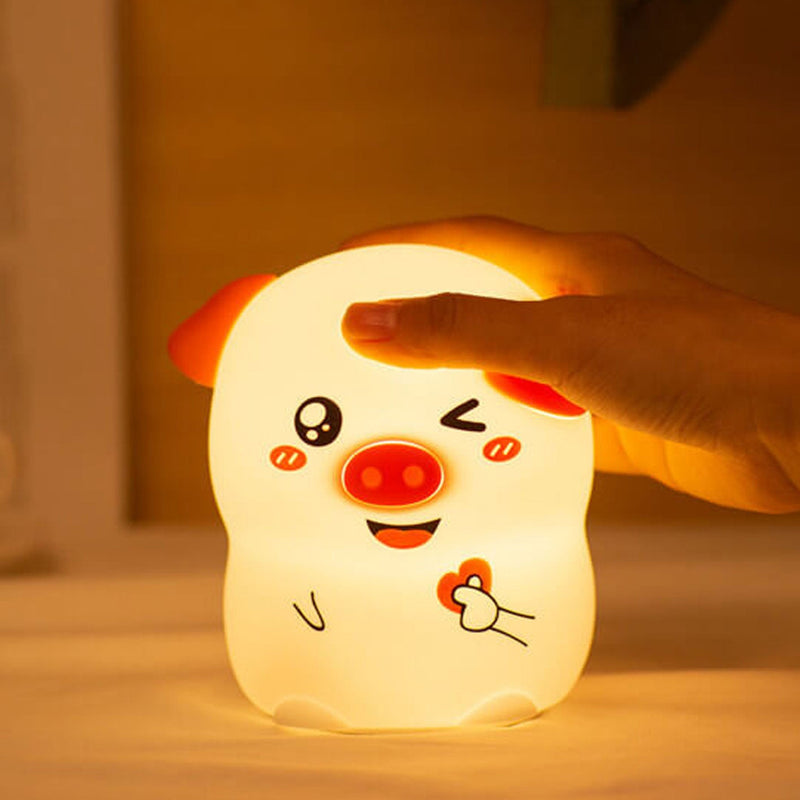 Creative Cartoon Funny Piggy Pat Silicone LED Night Light Table Lamp