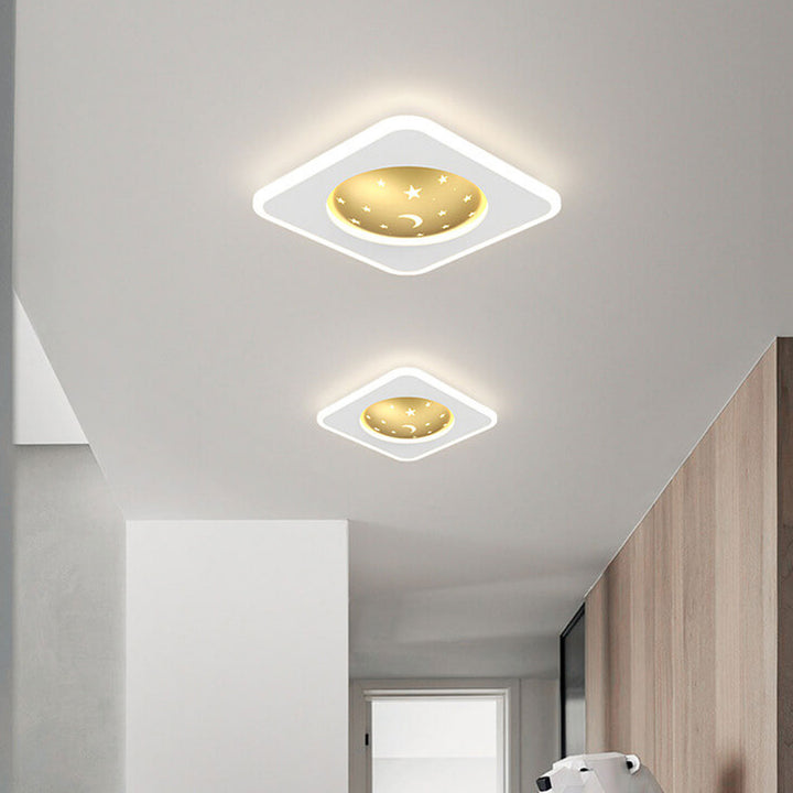 Nordic Minimalist Starry Sky Square Runde Schmiedeeisen Aluminium LED Unterputz Deckenleuchte 