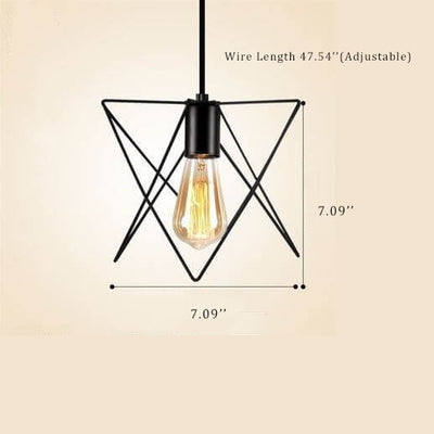 Wrought Iron Openwork 1-Light Triangle Shade Pendant Light