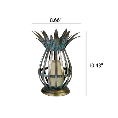 Solar Iron Pineapple Flame Candle Hollow LED Lawn Decorative Light