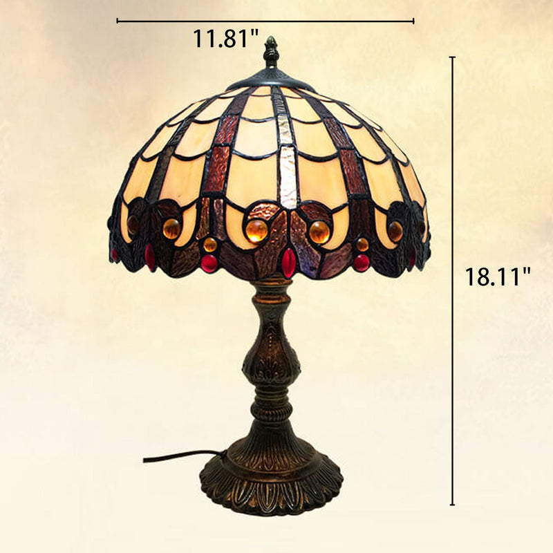 Vintage Tiffany Stained Glass Shade 1-Light Table Lamp