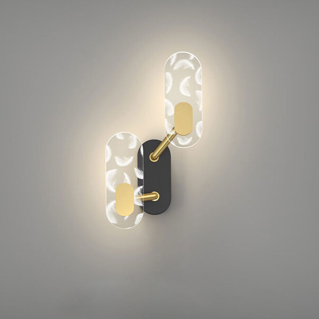Applique murale LED moderne et créative avec anneau en acrylique, noir et or 