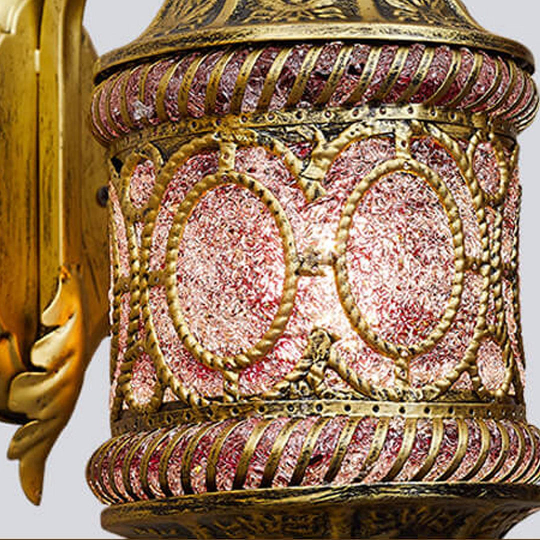 Applique murale 1 lumière en fer creux rose de style d&