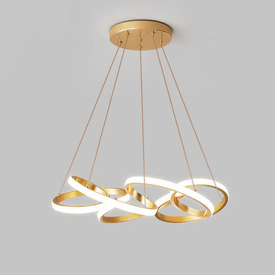 Moderner Luxus Gold Twisted Line Island Light LED Kronleuchter