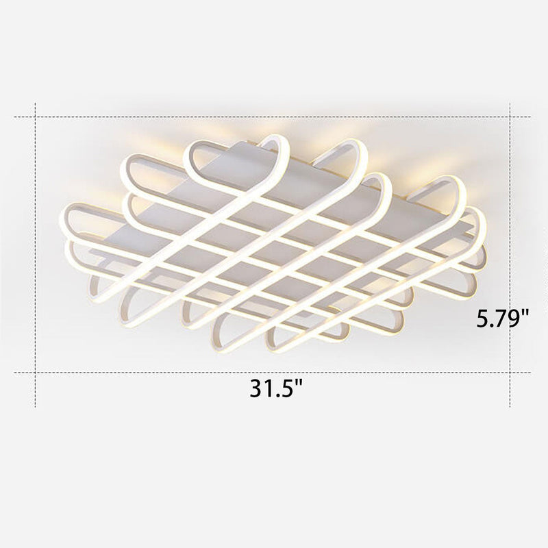 Modern Minimalist Braided Rectangle LED Flush Mount Ceiling Light