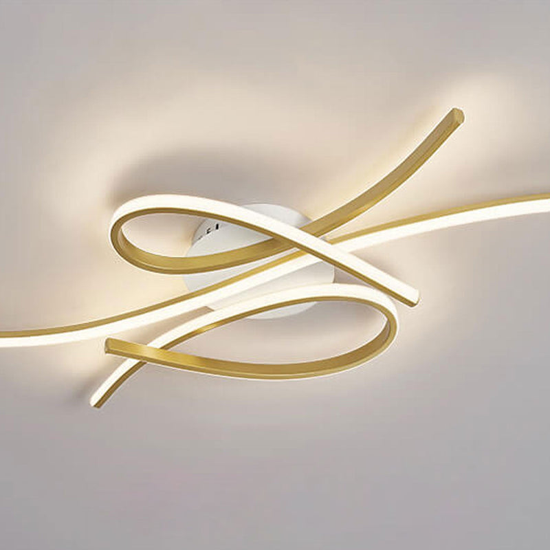 Modern Creative Bending Curves Line Design LED Flush Mount Ceiling Light