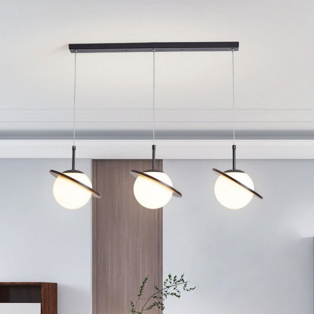 Lámpara de Araña de Vidrio Blanco Lechoso de Madera Nórdica 1/3 Luces 
