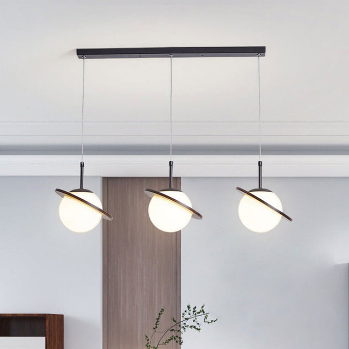Lámpara de Araña de Vidrio Blanco Lechoso de Madera Nórdica 1/3 Luces 