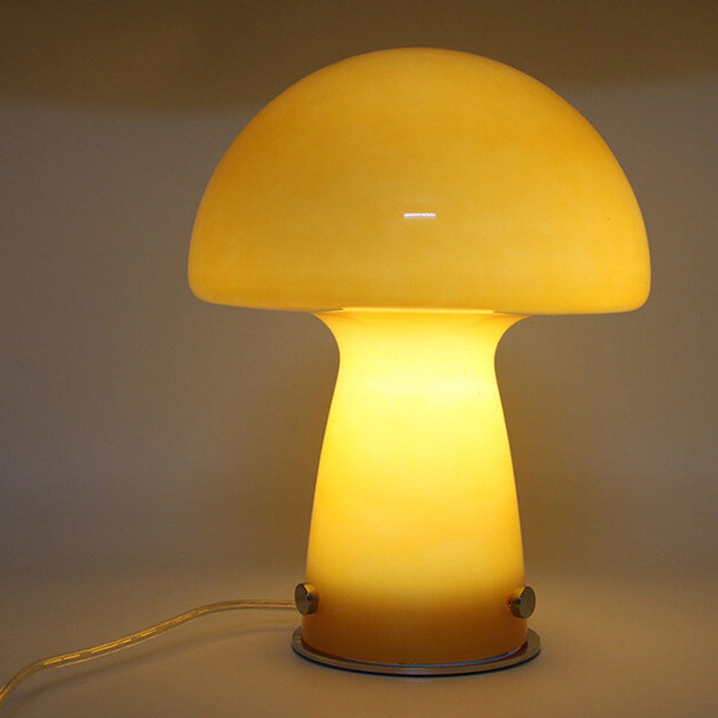 Nordic Orange White Glass Mushroom 1-Light Table Lamp
