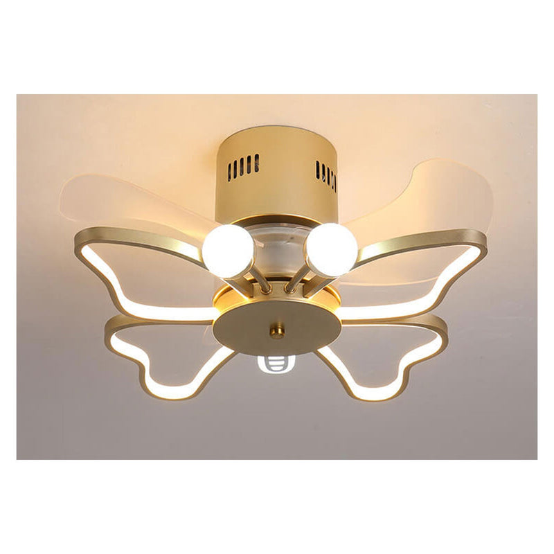 Nordic Creative Butterfly Shape LED Semi-Flush Mount Ceiling Fan Light