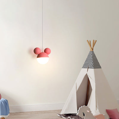 Childlike Minimalist Mouse Design LED Macaron Color Pendant Light