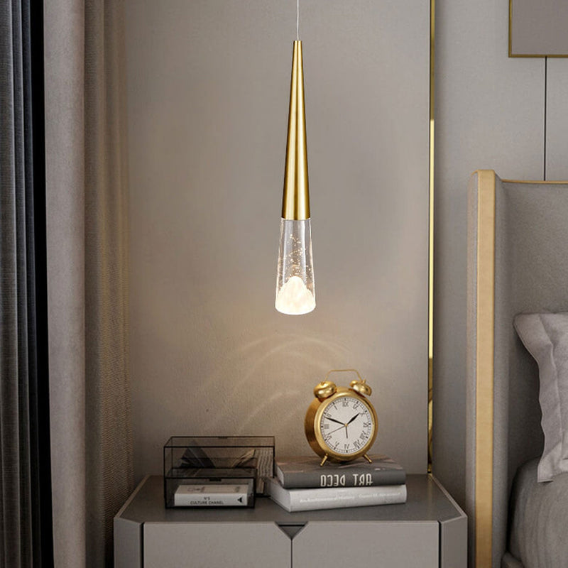 Simple Full Copper Long Wire Slim Tapered Design LED Pendant Light