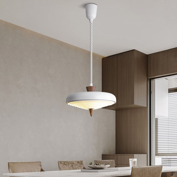 Industrielles Eisen Mehrere Japanische Stil Walnuss Ausziehbare 1-Licht Pendelleuchte 