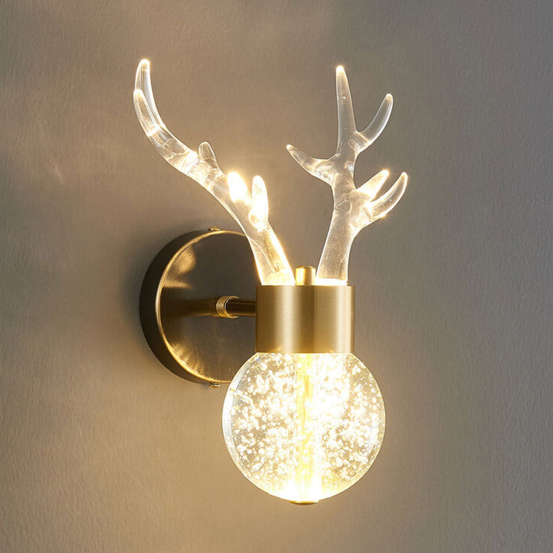 Nordic Luxury Antler Bubble Crystal LED Wall Sconce Lamp