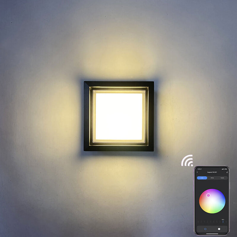Modern Outdoor Square RGB APP Dimming LED Wall Sconce Lamp