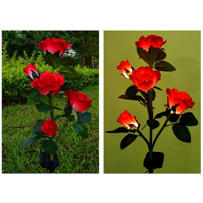 Modern Solar Rose Bouquet 5 Head LED Outdoor Garden Decorative Ground Insert Landscape Light