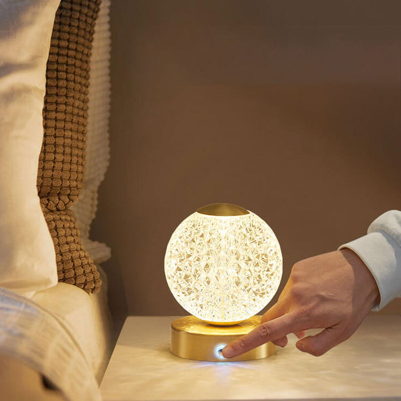 Lampe de Table LED Ronde en Laiton Acrylique Moderne de Luxe 