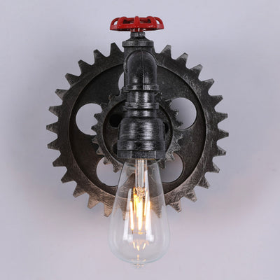 Industrial Creative Gear-shaped Wrought Iron 1/2-Light Wall Sconce Lamp