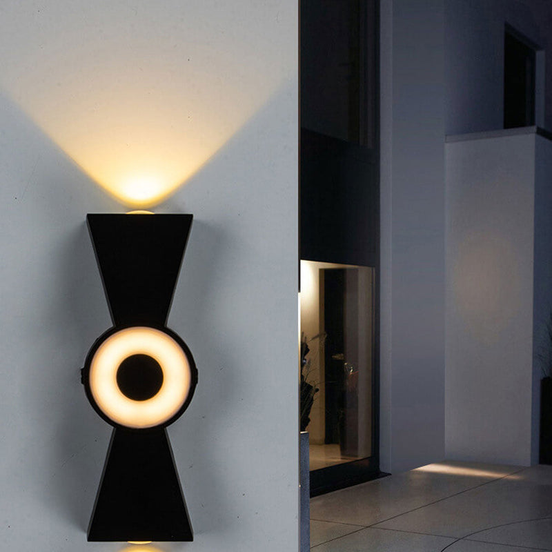 Nœud papillon créatif extérieur avec éclairage vers le haut et vers le bas, lampe murale étanche à LED pour patio 