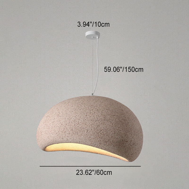 Lustre suspendu traditionnel vintage en arc semi-circulaire avec texture imitation pierre 1 lumière pour salon 