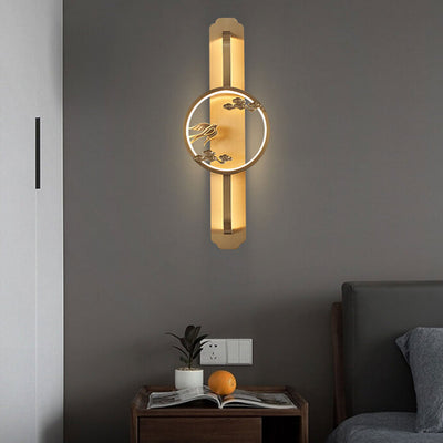 Retro Chinese Round Long Ring LED Wall Sconce Lamp