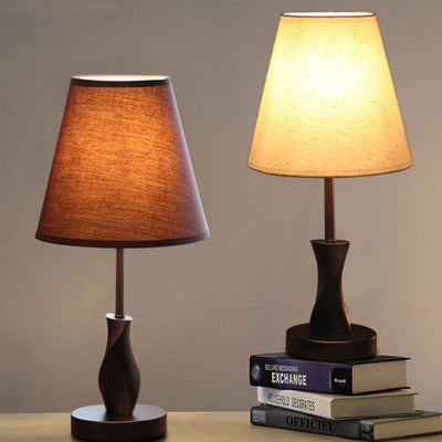 Modern Minimalist Solid Wood Fabric 1-Light Table Lamp