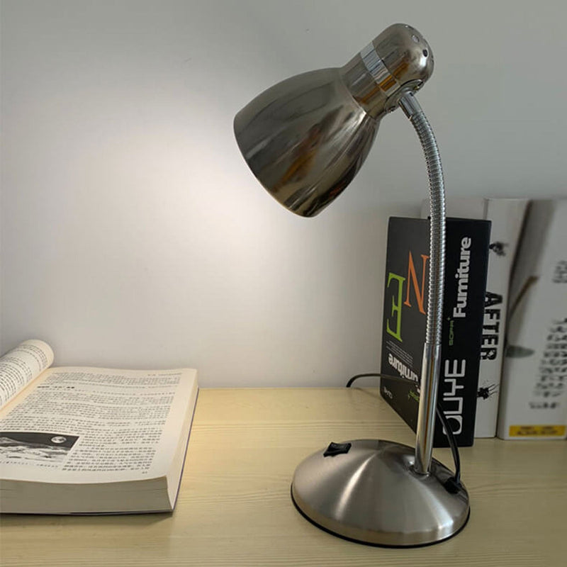 Vintage Industrial Aged Chrome Metal 1-Light Table Lamp