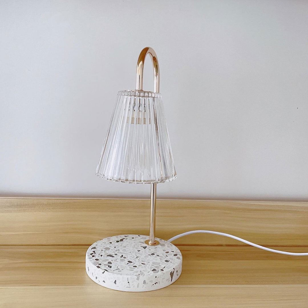 Contemporary Scandinavian Glass Terrazzo Base 1-Light Melting Wax Table Lamp For Bedroom