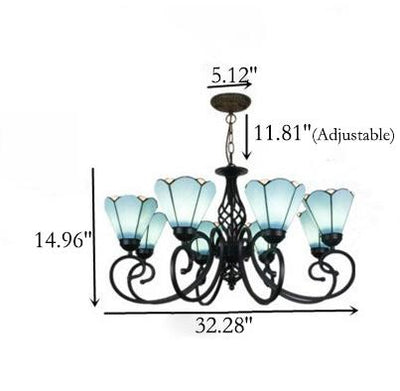 European Creative Tiffany Glass 3/5/6/8 Lights Chandelier