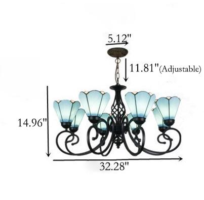 European Creative Tiffany Glass 3/5/6/8 Lights Chandelier