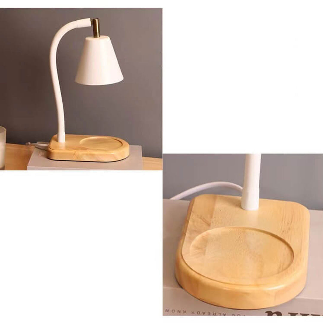 Lampe de Table à Cire Fondante à 1 Lumière avec Base en Bois de Cône Simple Nordique 
