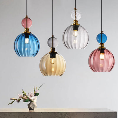 Danish Creative Stripes Glass Round 1/3 Light Chandelier