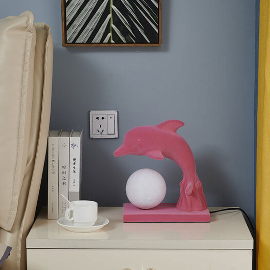 Lampe de Table 1 Lumière avec Abat-jour en Forme de Dauphin Créatif Nordique 