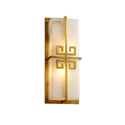 New Chinese Style Full Copper Pattern Design 2-Licht-Wandleuchte aus Marmor 