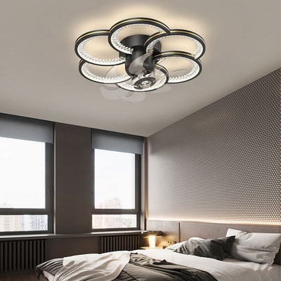 Modern Luxury Flower Petal Design LED Flush Mount Ceiling Fan Light