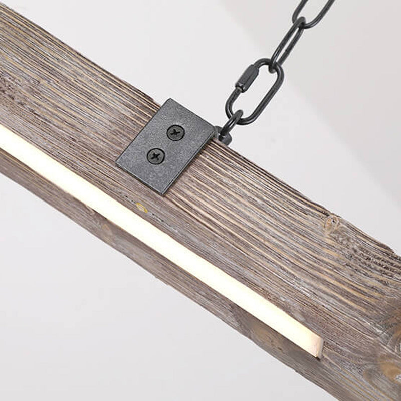 Industrieller Vintage-Holz-Long-Bar-Insellicht-LED-Kronleuchter