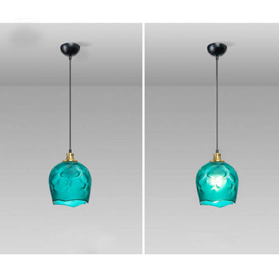 Nordic Minimalist Blue Glass Shade 1-Light Pendant Light