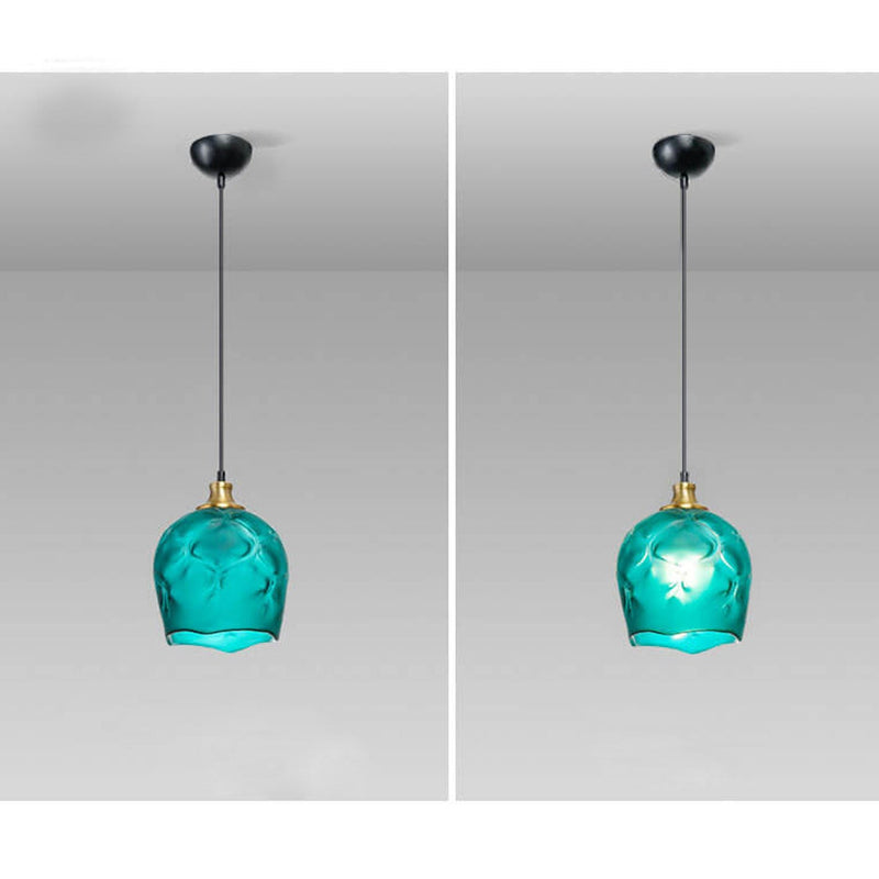 Nordische minimalistische 1-flammige Pendelleuchte mit blauem Glasschirm 